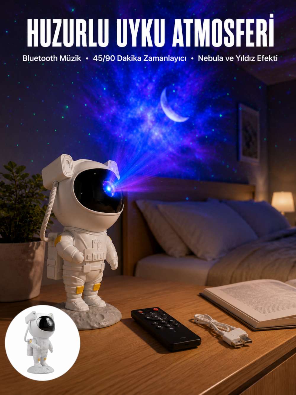 Astronot Görünümlü Projeksiyon Speaker Taşınabilir