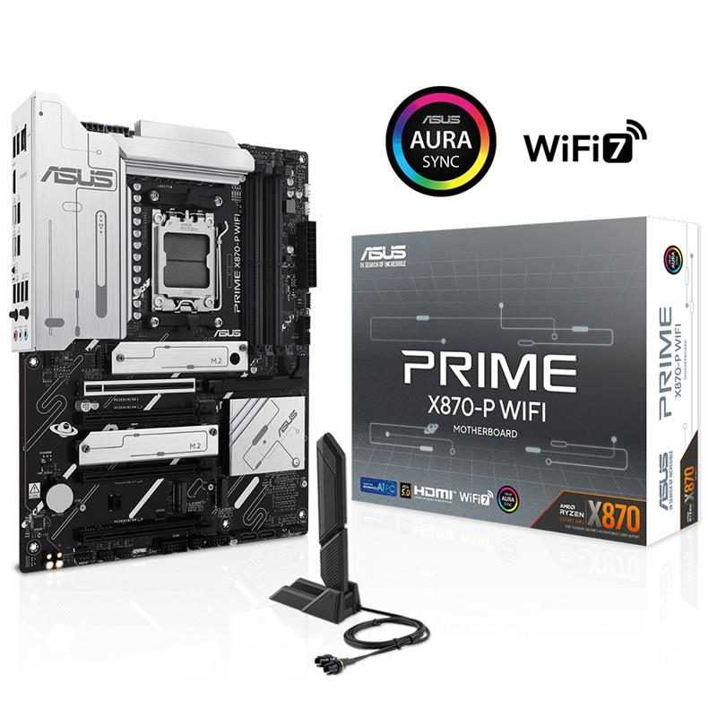 ASUS PRIME X870-P WIFI DDR5 8000MHZ 1XHDMI 2XUSB4 4XM.2 ATX AM5 (AMD AM5 9000/8000/7000 SERİLERİ İLE UYUMLU)