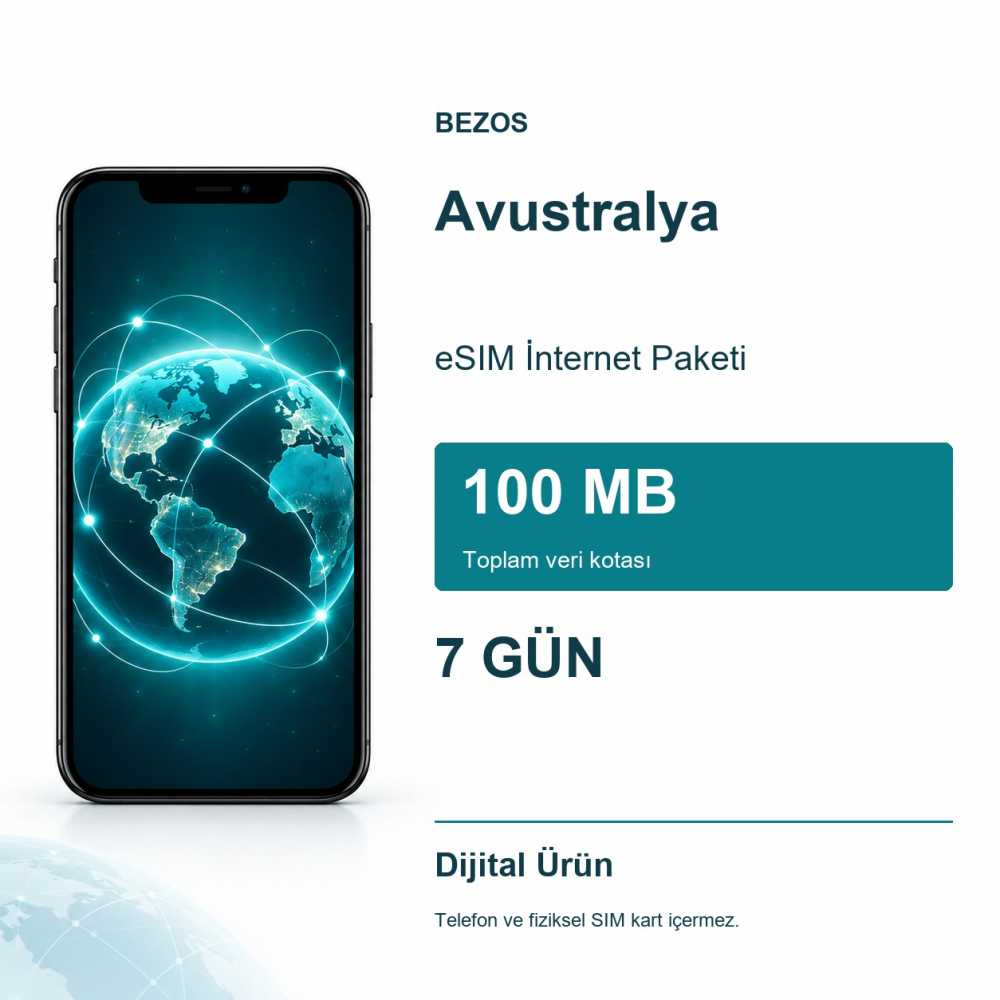 Avustralya eSIM İnternet Paketi 100 MB 7 Gün