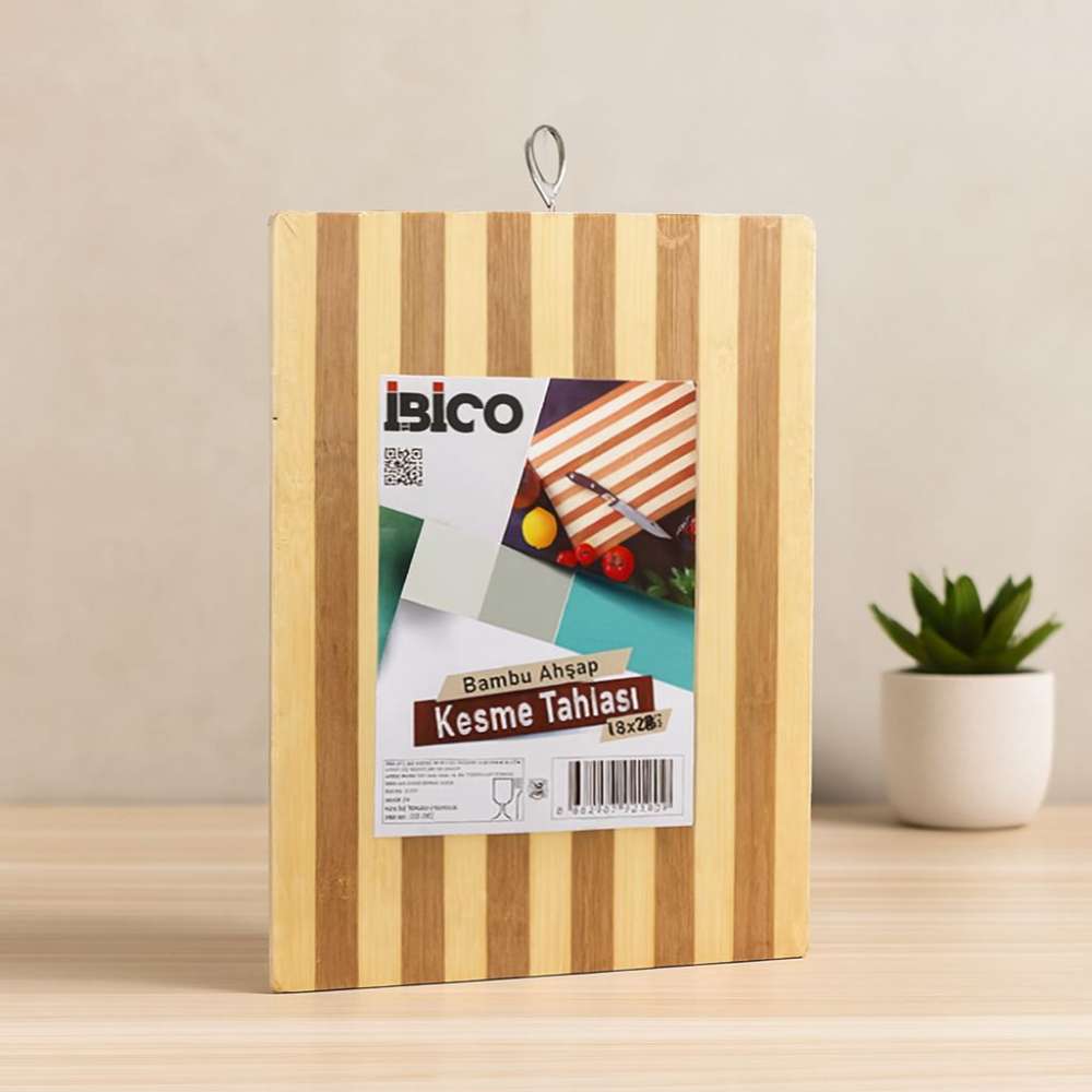 Bambu Kesme Tahtası 18x28x1.3 cm (Metal Kulplu)