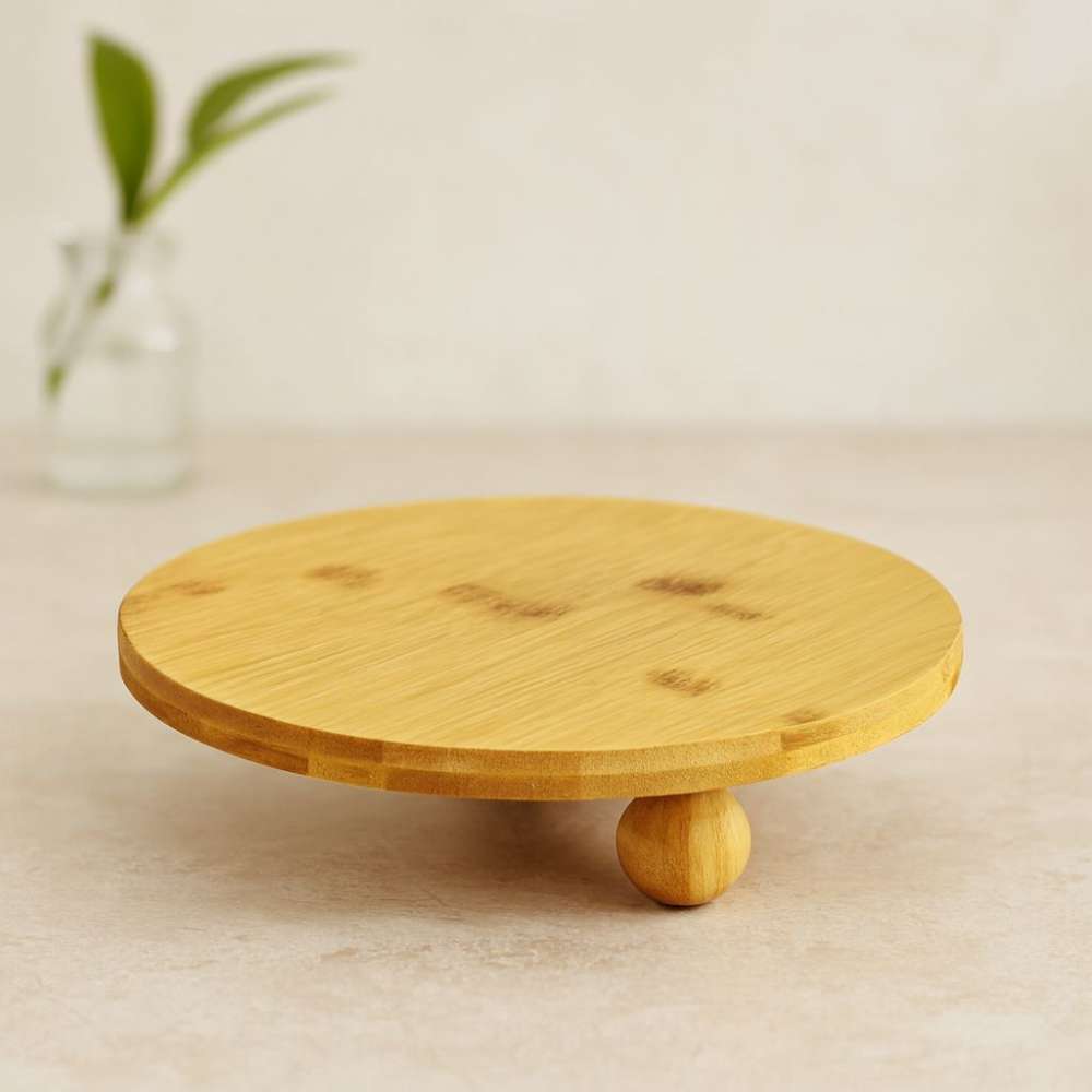 Bambu Sunum Tahtası Yuvarlak 24.5 cm - 3 Ayaklı