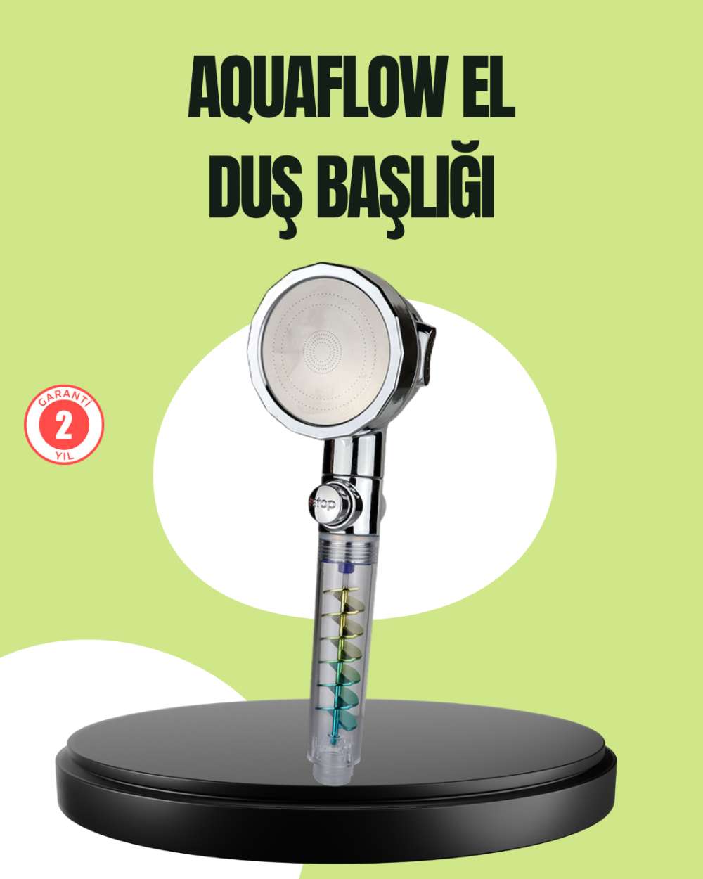 Basınçlı El Duşu Başlığı – Döner Pervaneli, Göz Kamaştıran Yağmur Etkisi