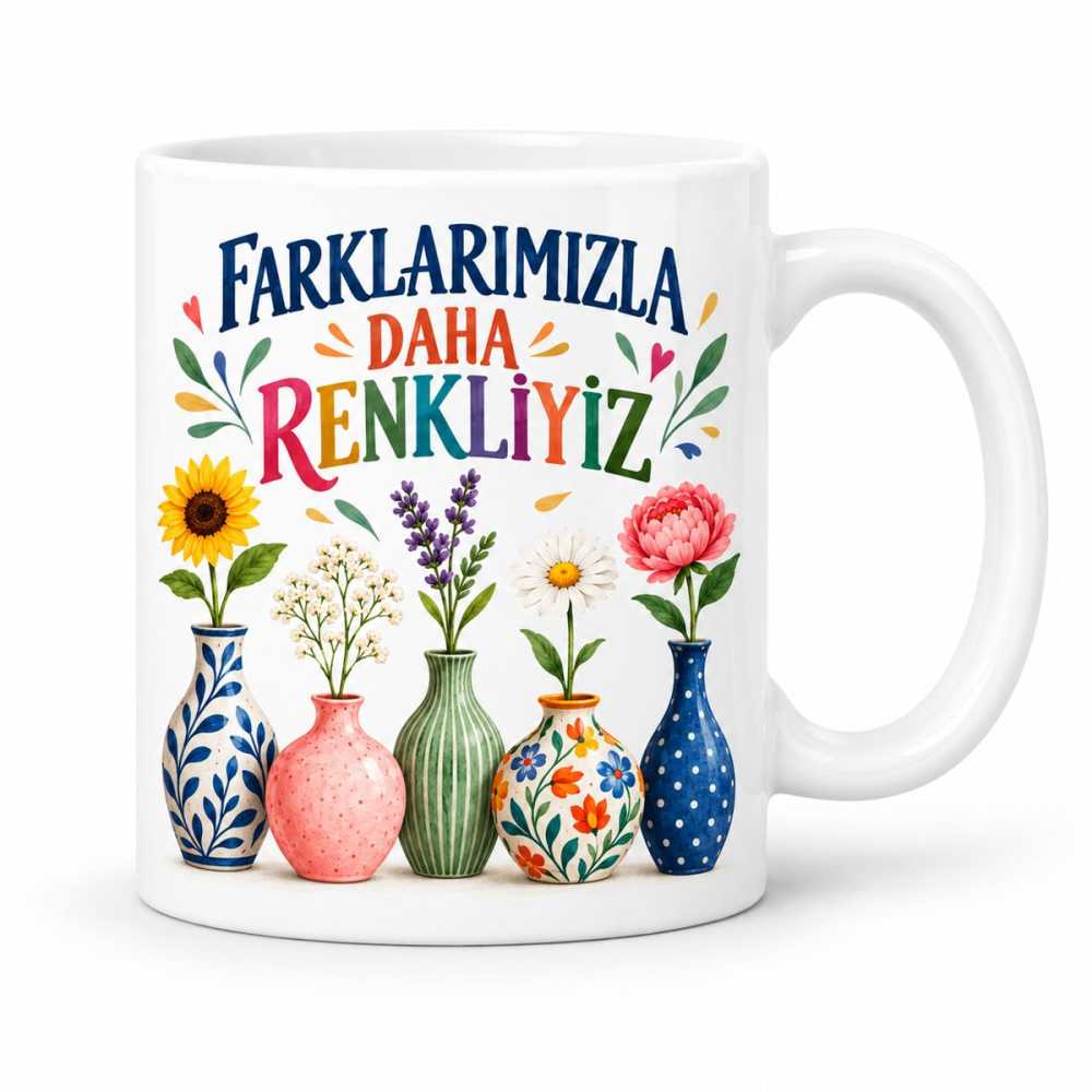 Birlikte Renkliyiz Tasarımlı Porselen Kupa - MODEL 886