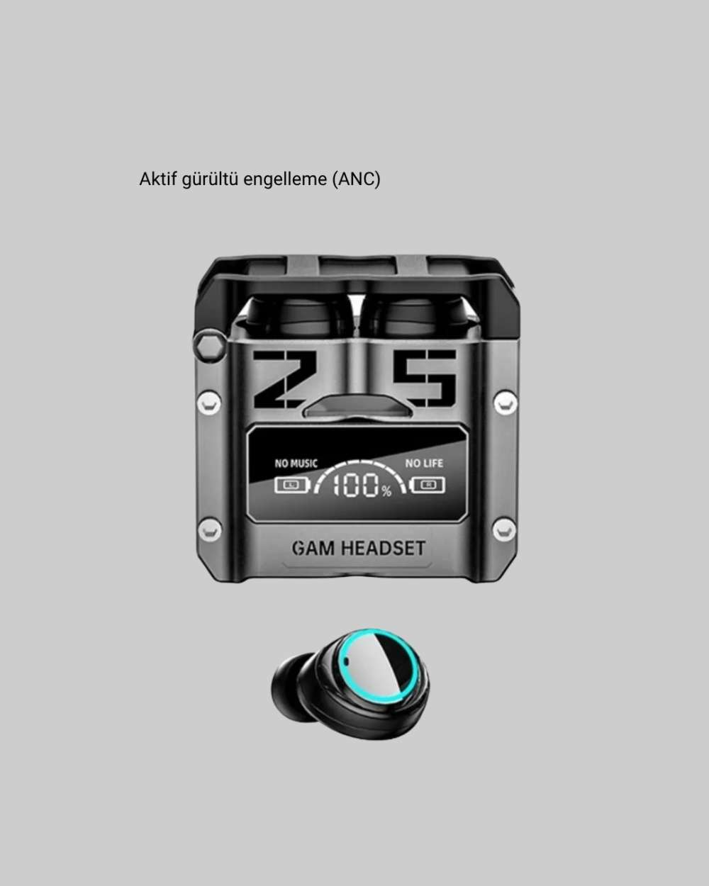 Bluetooth 5.3 Kulaklık Aktif Gürültü Engelleme ile Oyun Modu