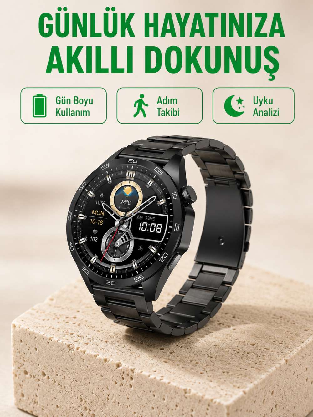 Bluetooth Akıllı Saat – Nabız, Adım Sayar, Uyku Takibi ve Spor Modlarıyla Akıllı Yaşam Asistanı