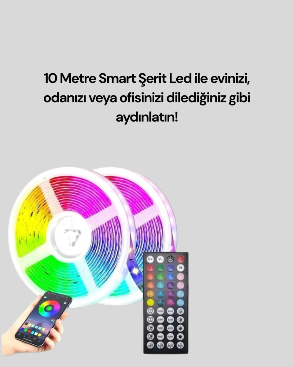 Bluetooth Kontrollü 10 Metre Şerit Led Işık USB Enerjili