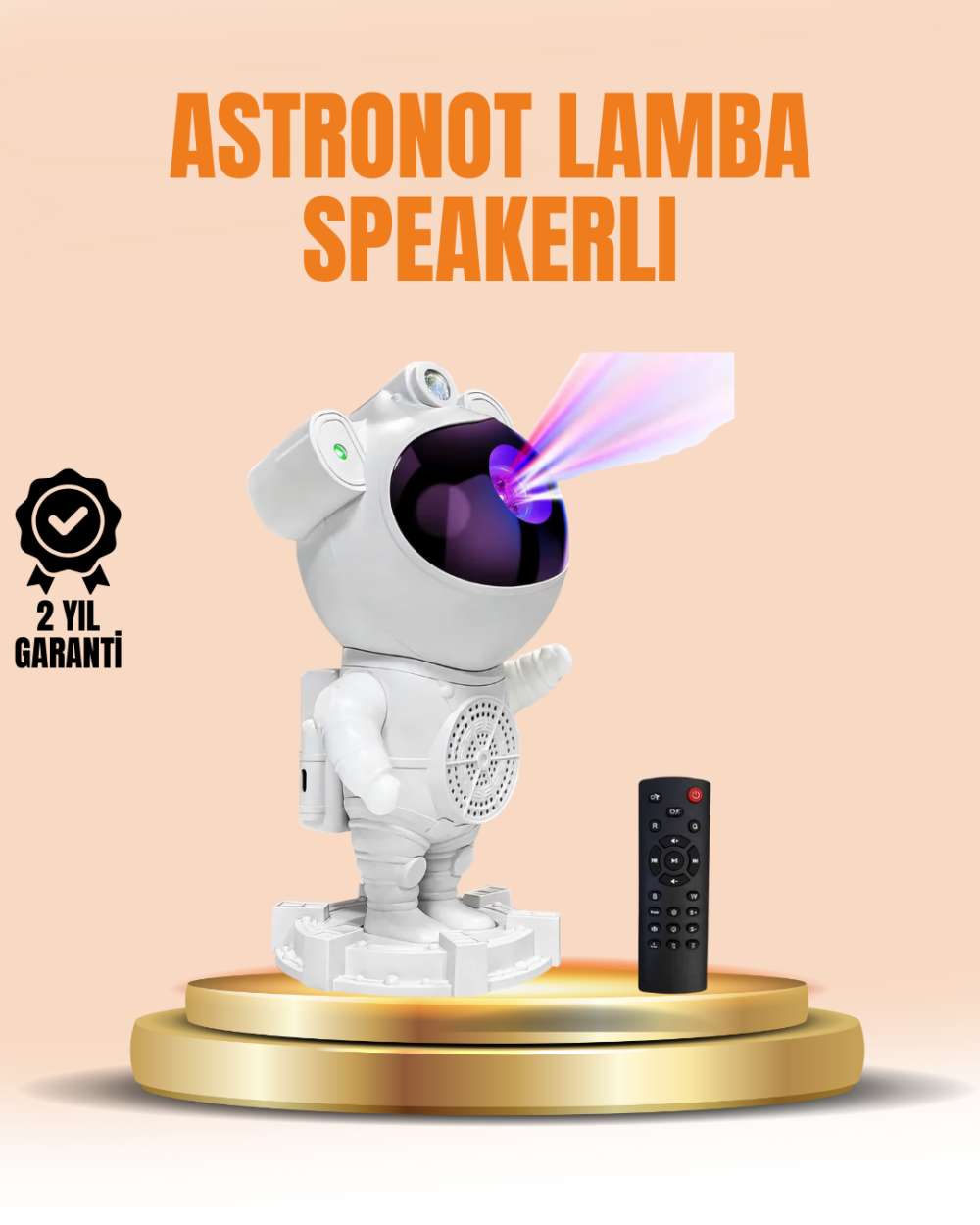 Bluetooth ve Dahili Ses Özellikli Astronot Projeksiyon Lambası