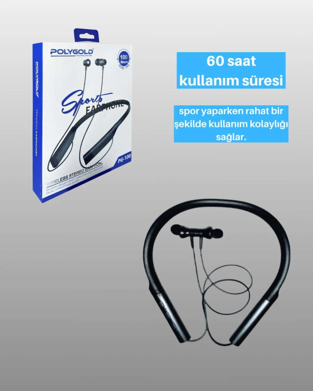 Boyun Bantlı Bluetooth Kulaklık 50 Saat Konuşma Süresi Type-C Şarj
