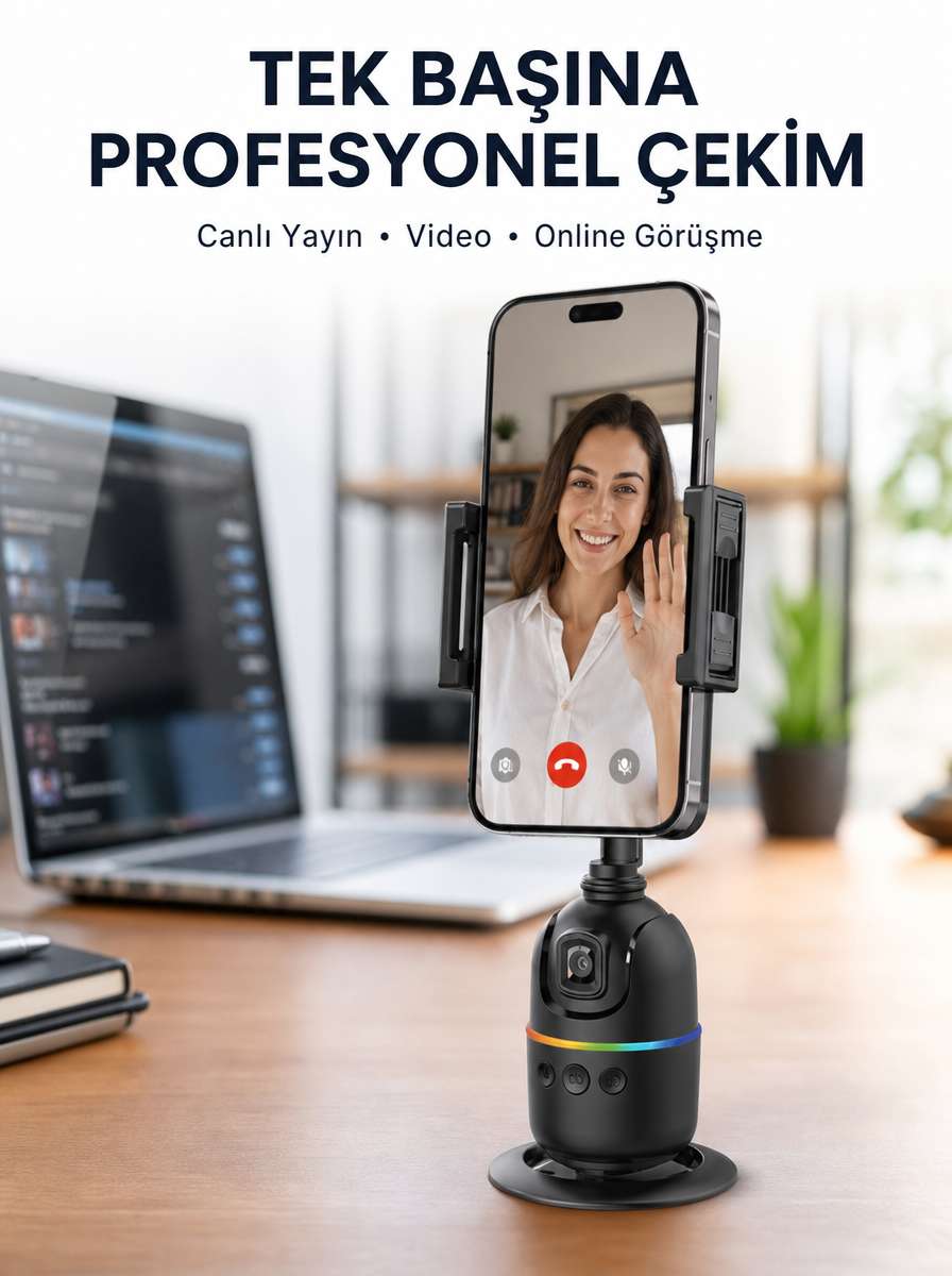 Canlı Yayın ve Video Çekimleri İçin Otomatik Yüz Takipli Masaüstü Gimbal Yeni Nesil