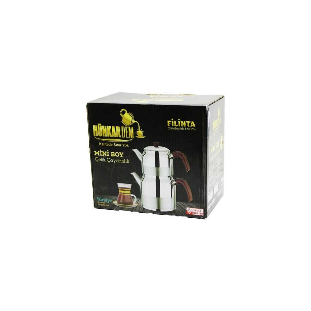 Çift Kapaklı Mini Boy Çaydanlık Seti 1LT Üst Demlik 1.5LT Alt Suluk