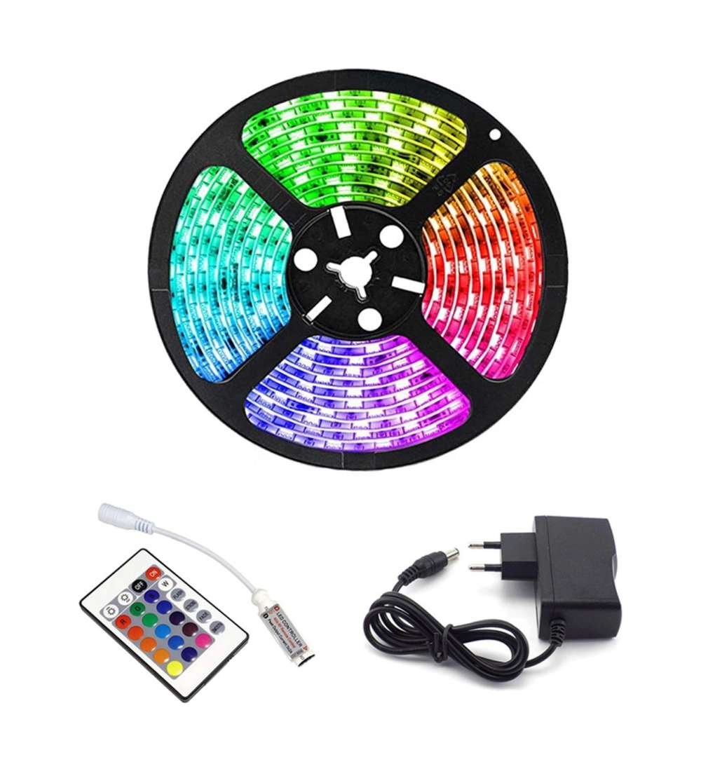 Çift Taraflı Bantlı 5 Metre Rgb Şerit Led Kumandalı