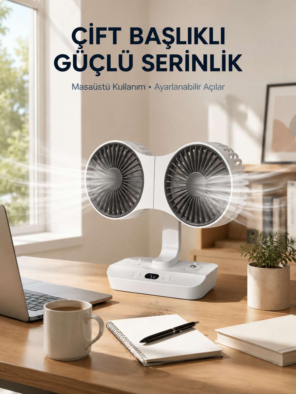 Çift Yöne Hava Üfleyen Masa ve Duvar Tipi Vantilatör
