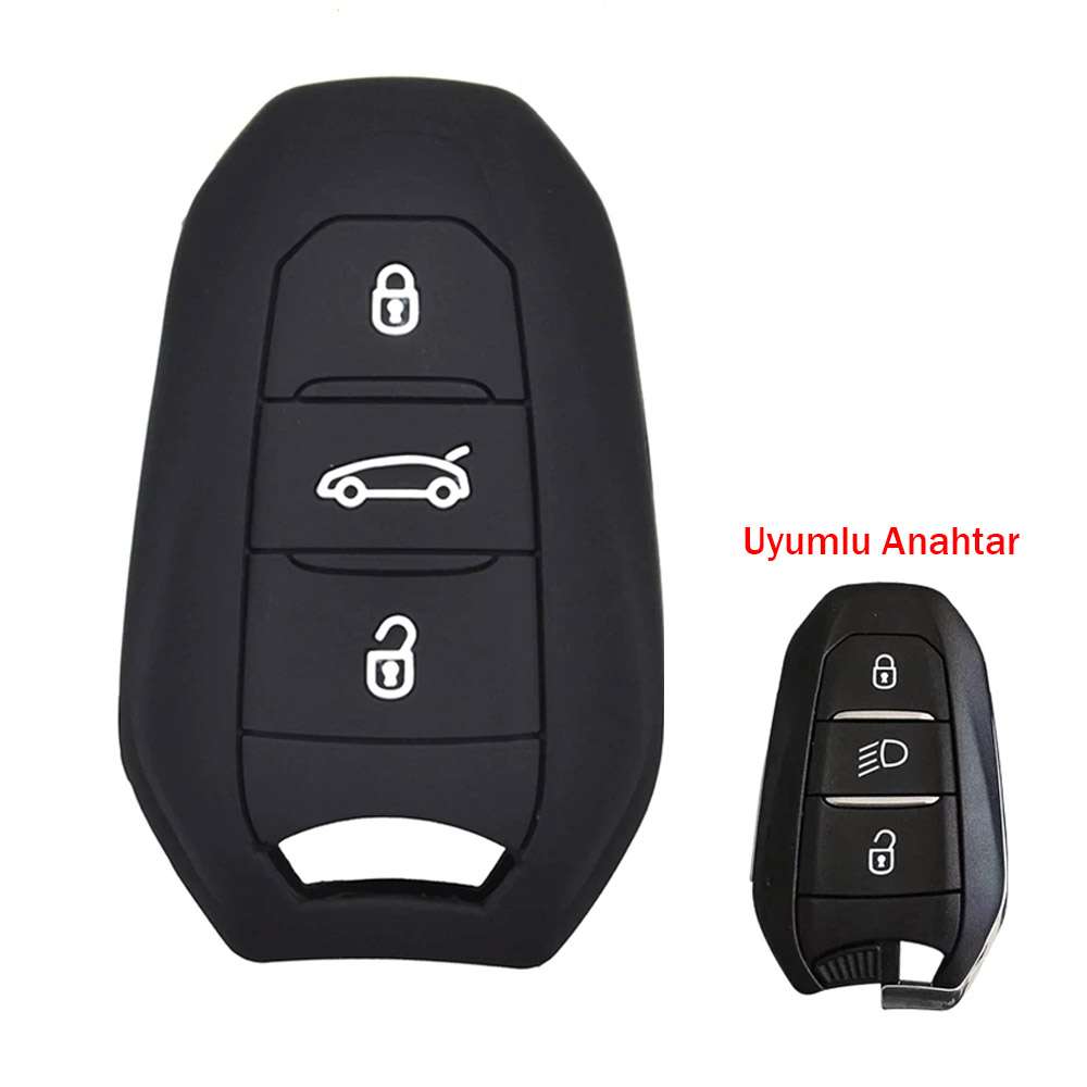 Citroen C4 Picasso DS3 DS4 DS5 DS6 Uyumlu Silikon Oto Anahtar Kumanda Kabı Kılıf Siyah