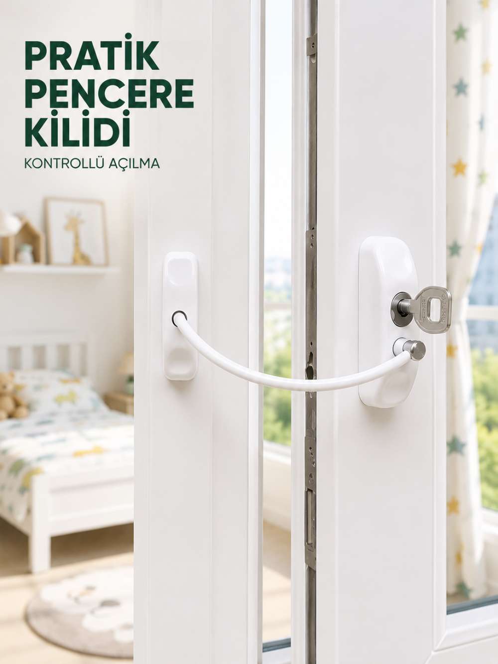Çocuk Güvenliği İçin Pencere Emniyet Kilidi Anahtarlı Kablolu Güvenlik Aparatı
