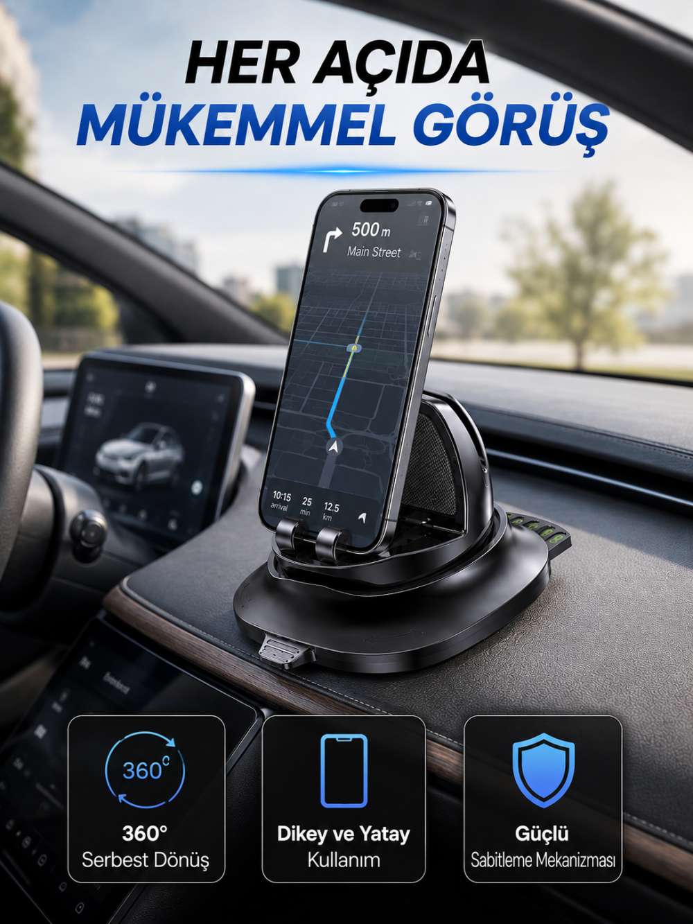 Çok Fonksiyonlu Araç İçi Telefon Tutucu Gizlenebilir Telefon Numarası Özellikli Stand