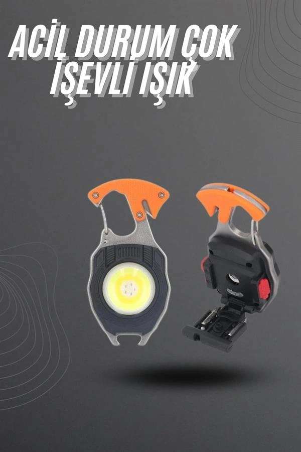 Çok Fonksiyonlu Mini LED Anahtarlık 7 Mod USB Şarjlı
