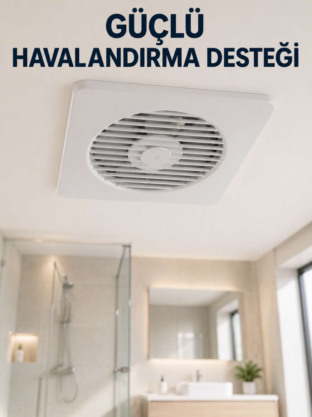 Dekoratif Banyo ve Mutfak Aspiratörü 150 mm 20,8 x 20,8 cm 20 W Havalandırma Fanı
