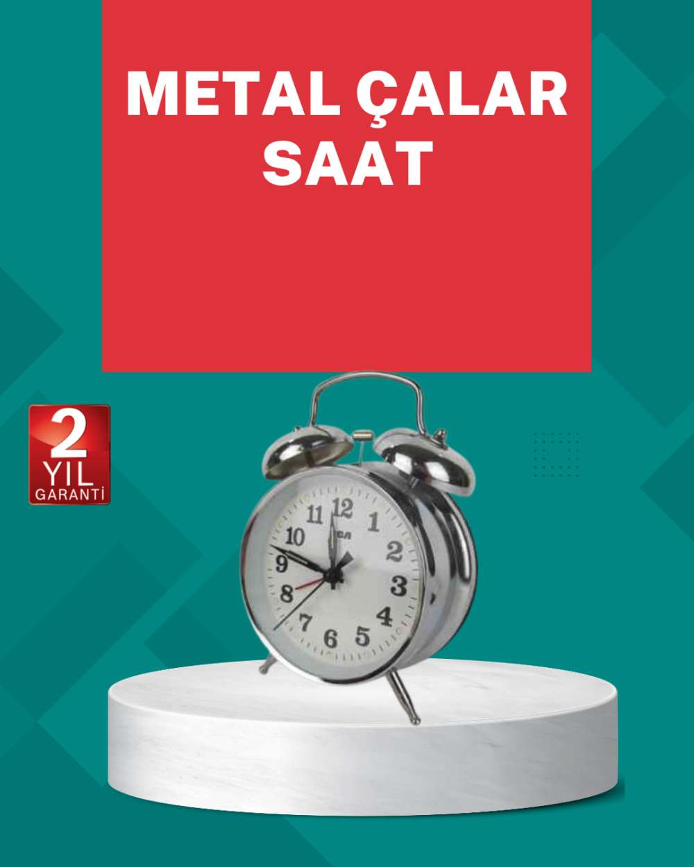Dekoratif Gümüş Işıklı Alarmlı Masa Saati Sessiz Mekanizma