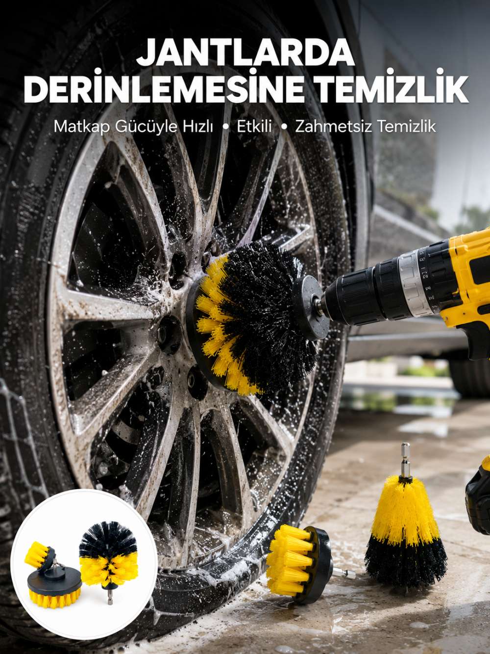 Derinlemesine Temizlik İçin Dayanıklı Kıllı Matkap Fırçası Başlığı