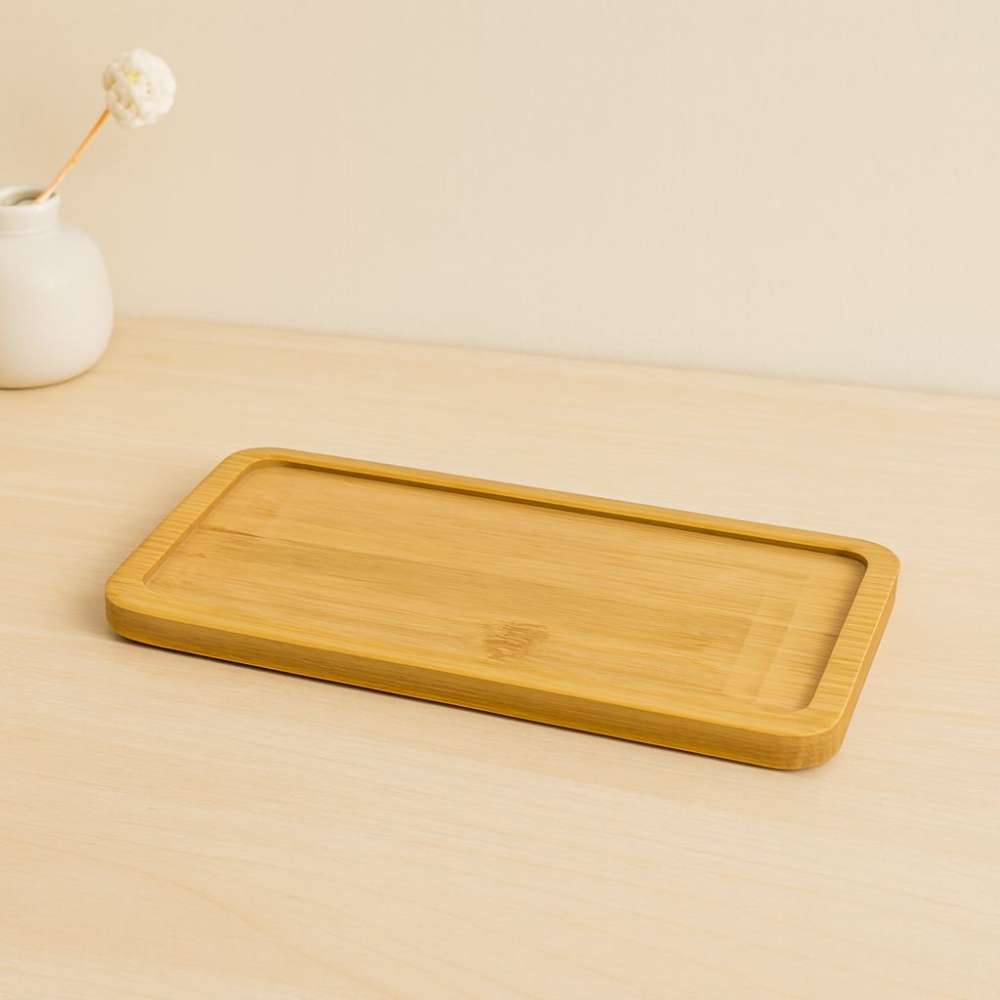 Dikdörtgen Ahşap Bambu Yağdanlık Altlık 20x10 cm