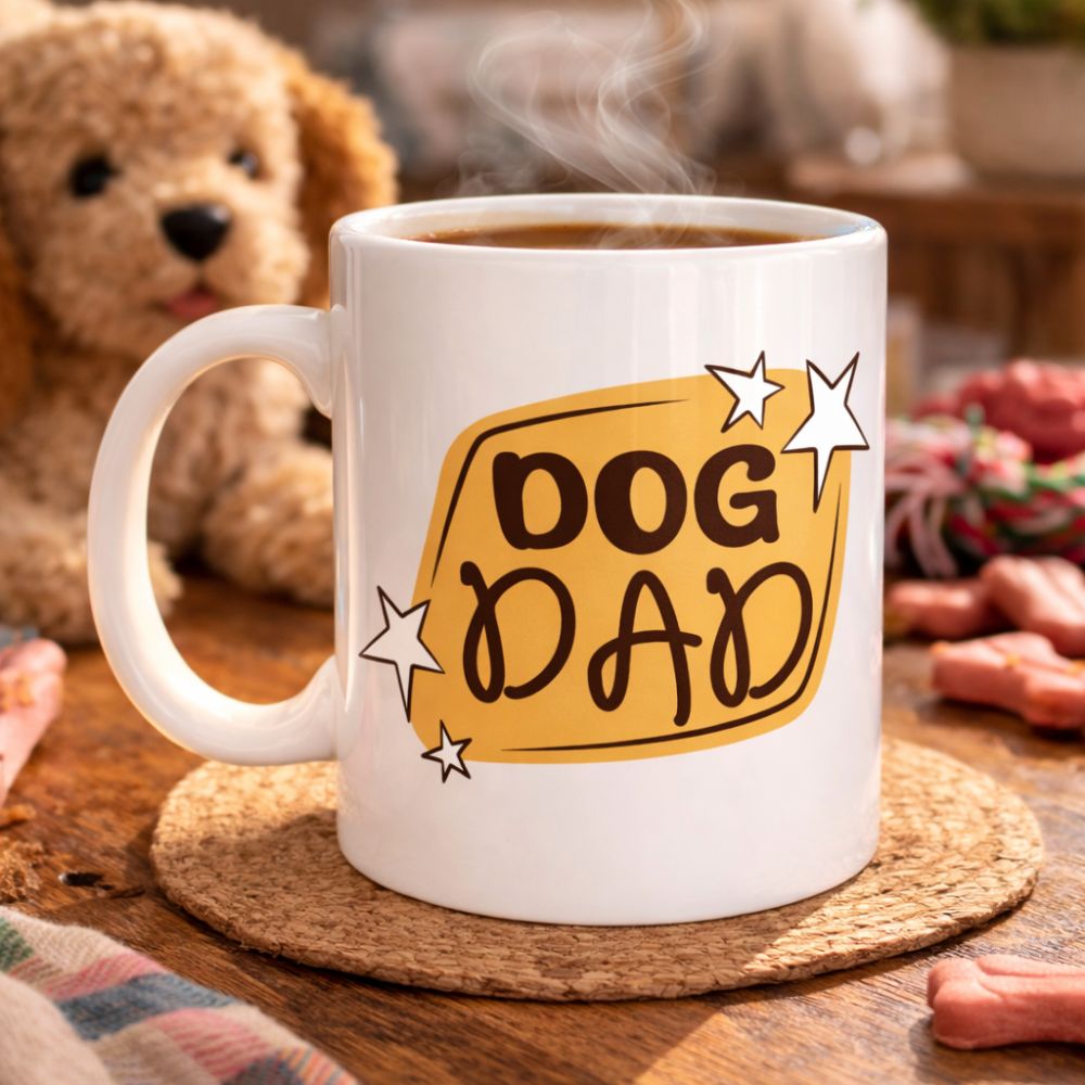 Dog Dad Kupa MODEL 184 – Köpek Babası Temalı Porselen Kahve Kupası – Köpek Severlere Özel Hediyelik Kupa