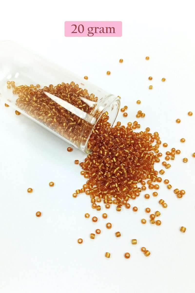 Dökme Cam Kum Boncuk (11/0) 2 mm - 20 Gram -  Koyu Bal Rengi - BNC035