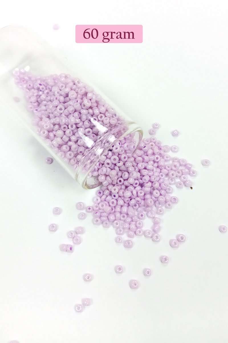 Dökme Cam Kum Boncuk (11/0) 2 mm - 60 Gram -  Açık Pembe - BNC043