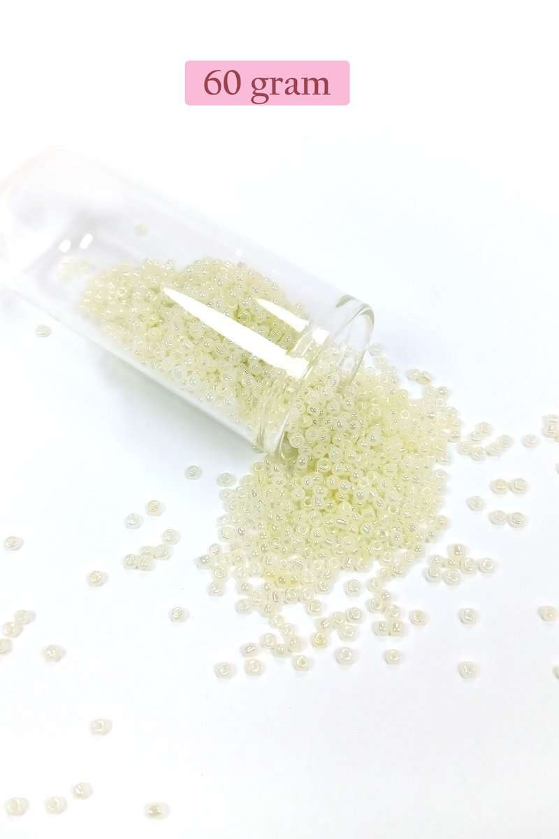 Dökme Cam Kum Boncuk (11/0) 2 mm - 60 Gram -  Krem - BNC047