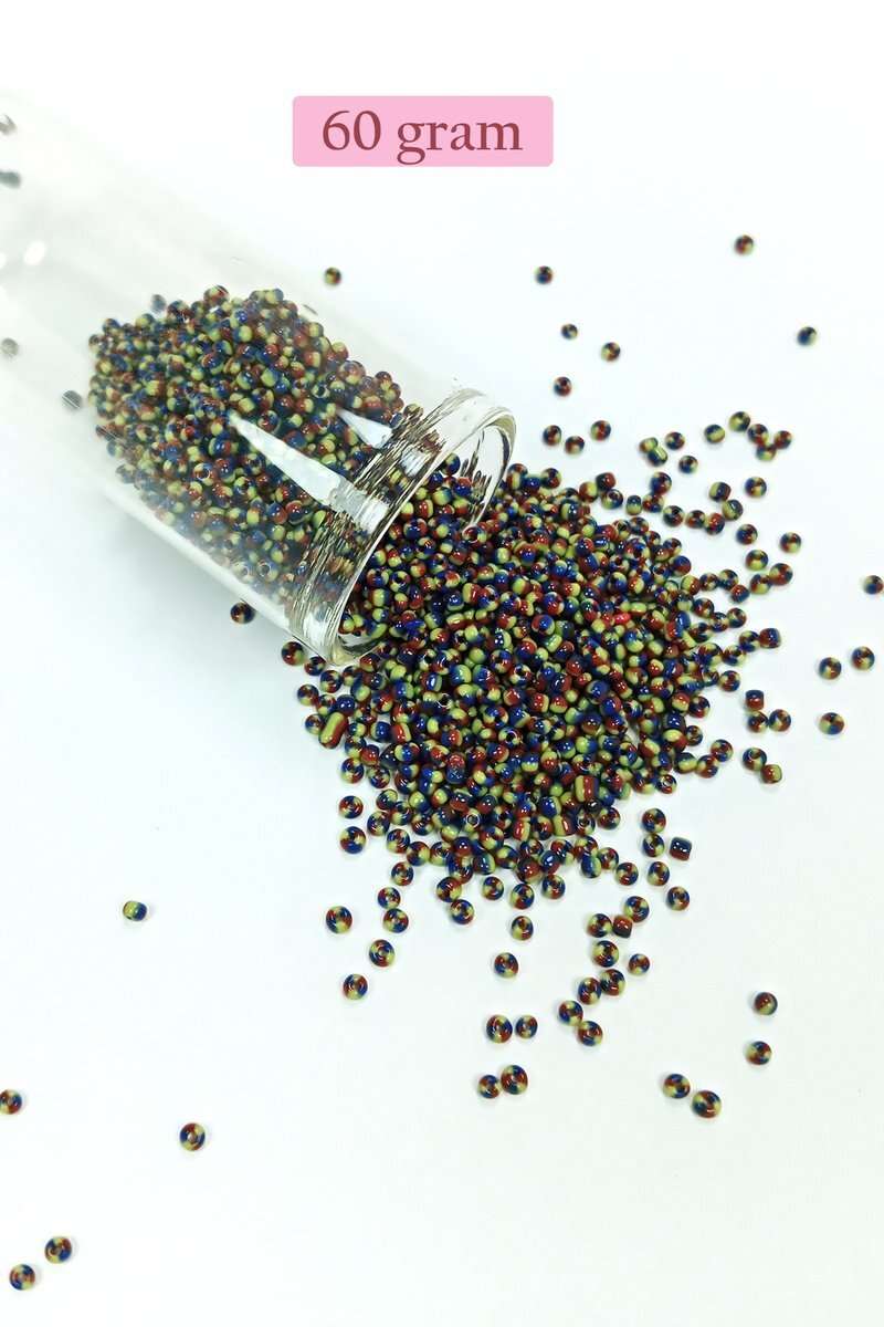Dökme Cam Kum Boncuk (11/0) 2 mm - 60 Gram -  Üç Renkli - BNC067