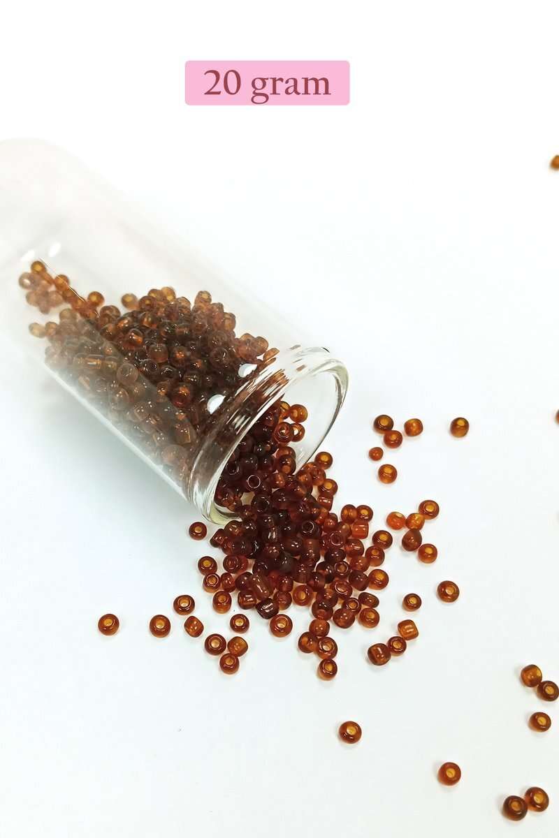 Dökme Cam Kum Boncuk (8/0) 3 mm - 20 Gram - Şeffaf Koyu Kahve - BNC159