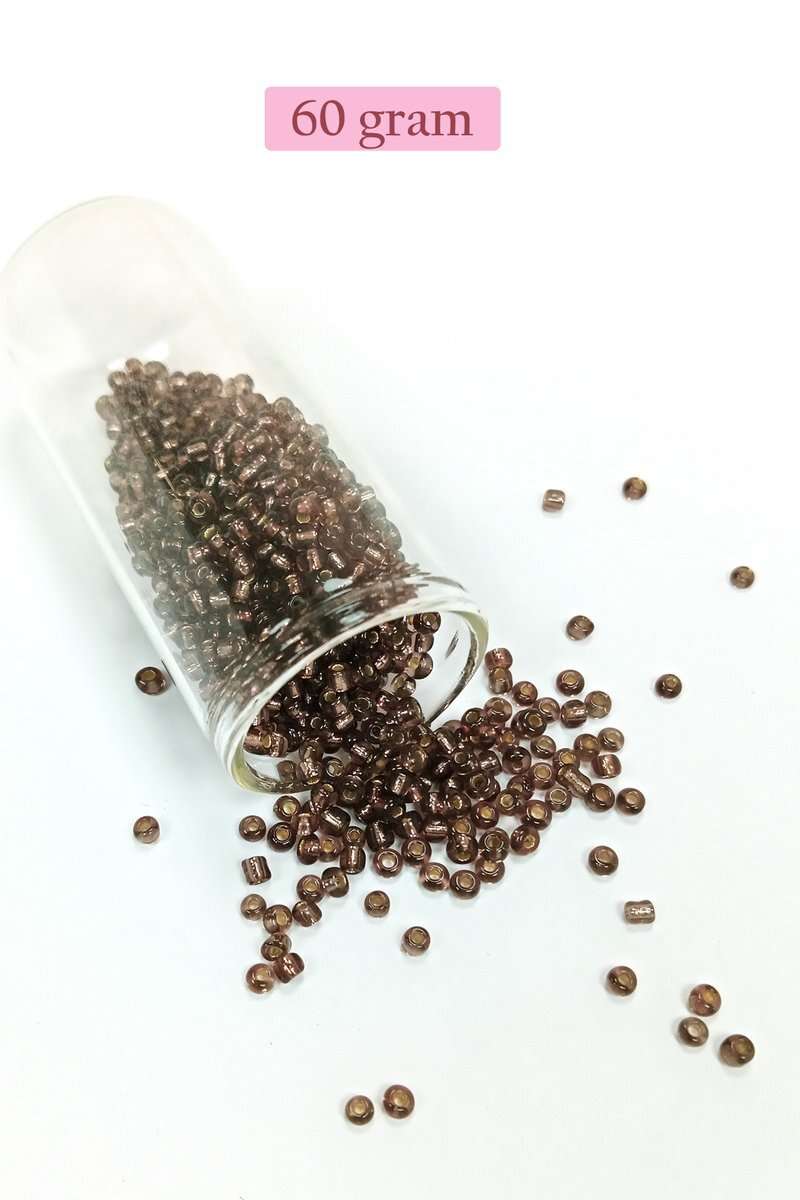 Dökme Cam Kum Boncuk (8/0) 3 mm - 60 Gram - Şefaff Alacalı Kahve - BNC213