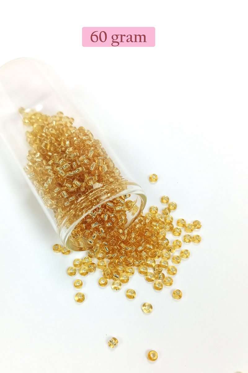 Dökme Cam Kum Boncuk (8/0) 3 mm - 60 Gram - Şeffaf Koyu Sarı - BNC217