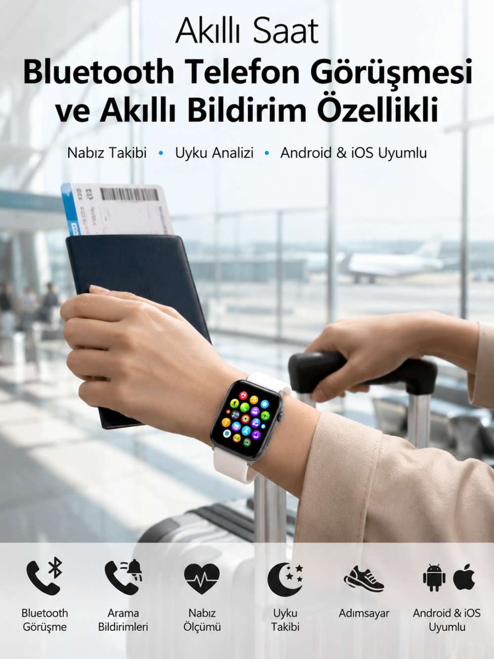 Dokunmatik Ekranı, Bluetooth Görüşme Desteği ve Akıllı Bildirim Özellikleriyle Teknolojiyi Bileğinize Taşıyan Akıllı Saat