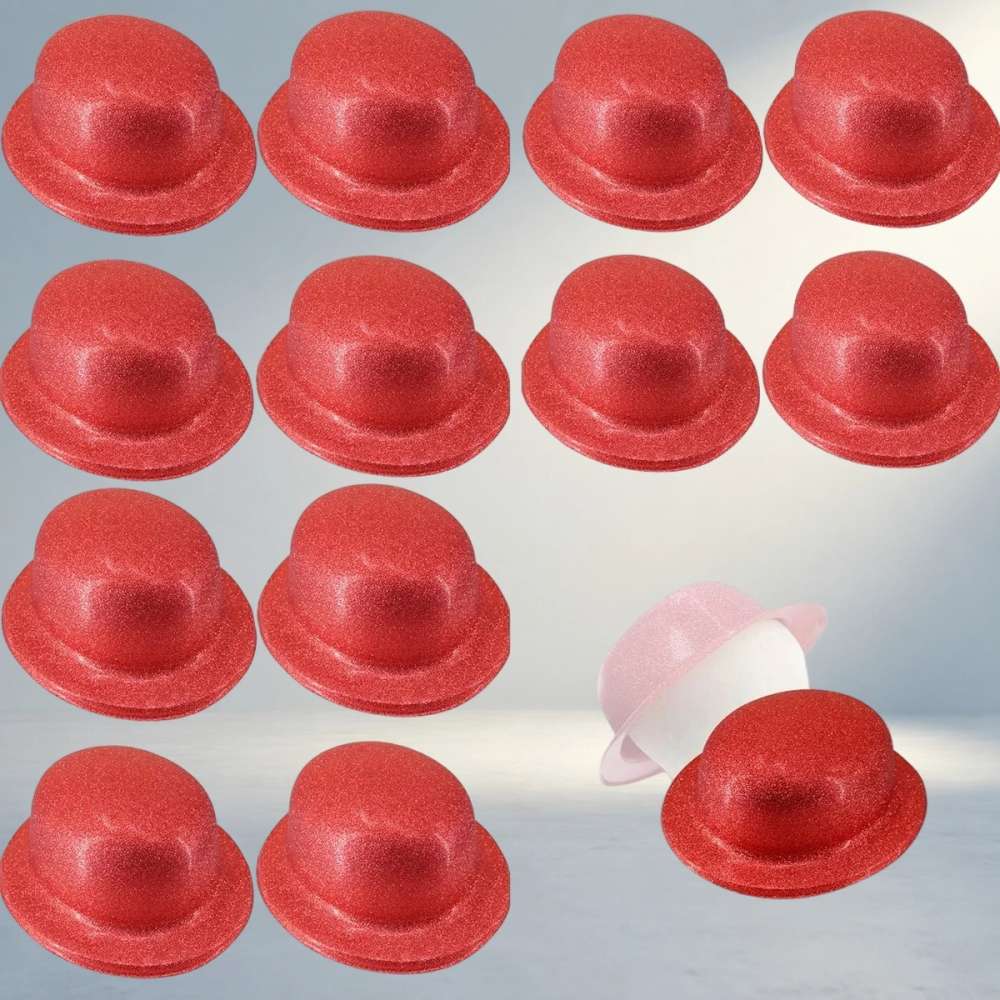 Eğlenceli Kırmızı Simli Melon Parti Şapkası Seti