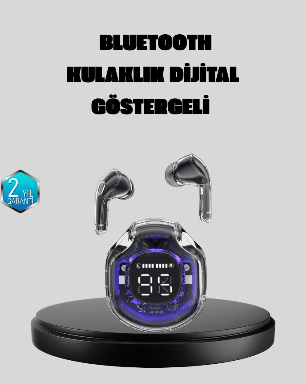 ENC Mikrofonlu Kablosuz Kulaklık Dokunmatik Kontrol ve LED Ekran Şarj Kutulu