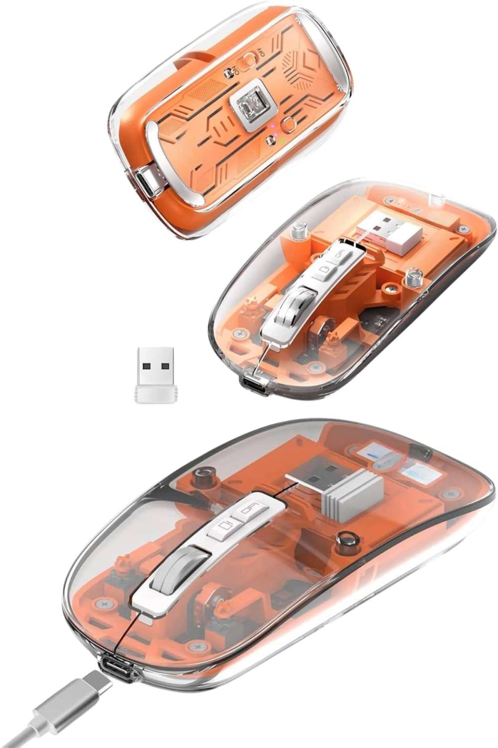 Ergonomik Bluetooth Kablosuz Mouse 2.4GHz Şeffaf Tasarım