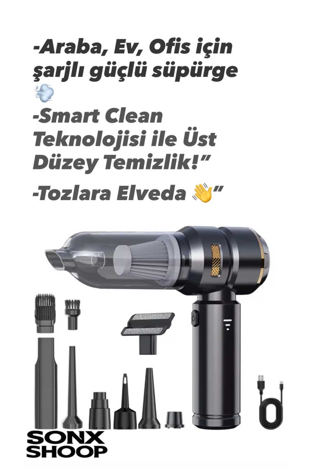 Ergonomik Kablosuz Mini El Süpürgesi ile Güçlü Temizlik Seti