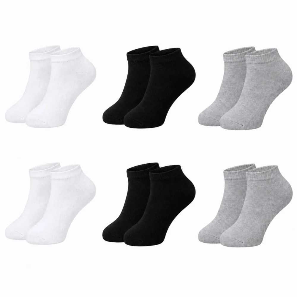 Erkek Bambu Patik Çorap 6'lı Paket, Siyah Beyaz Gri, Nefes Alan Nem Emici Yumuşak Günlük Spor Bilek Çorabı