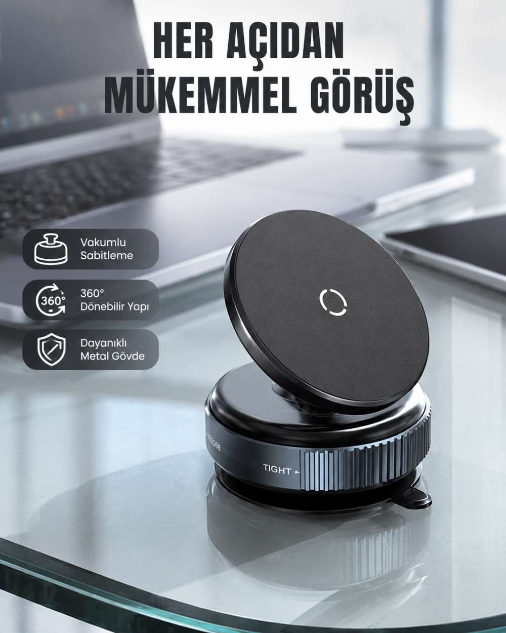 Evrensel Manyetik Araç Telefon Tutucu 360° Döner Başlık