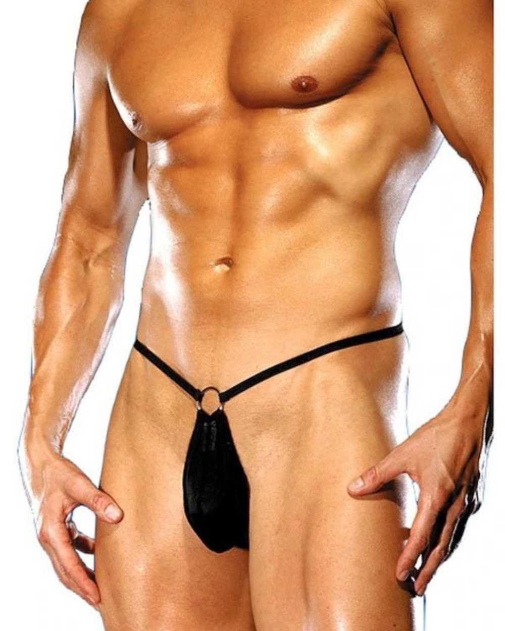 Fantezi Halkalı Seksi Siyah Erkek String