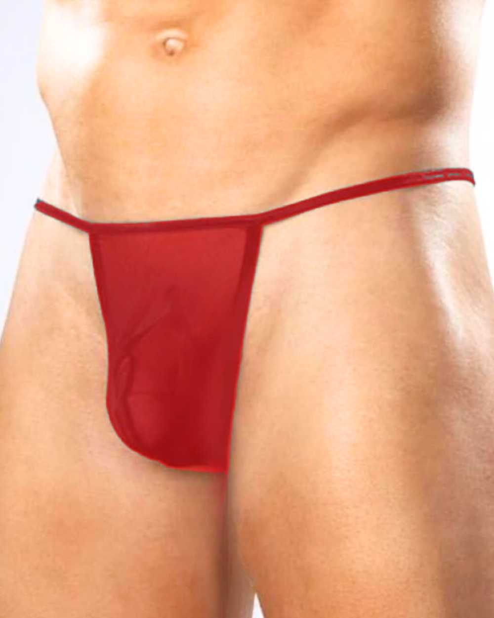 Fantezi Kırmızı Transparan Seksi Tül Erkek String