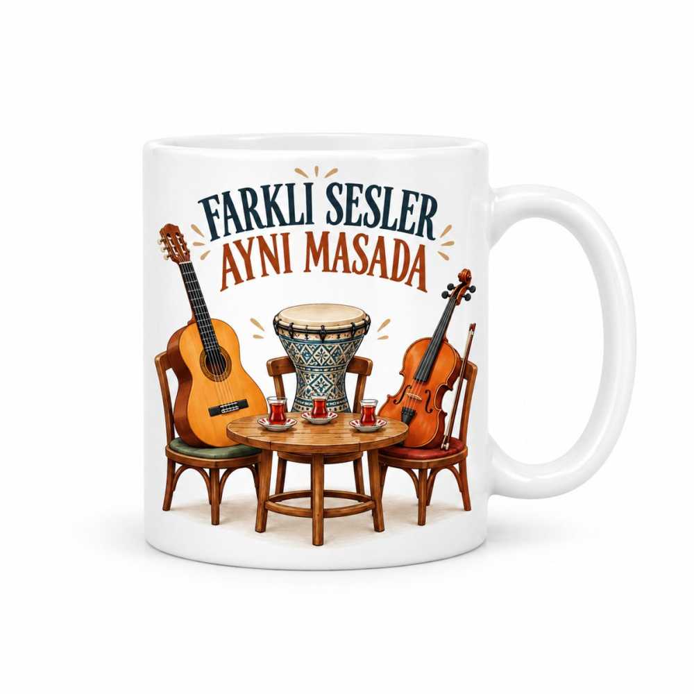 Farklı Sesler Tasarımlı Porselen Kupa - MODEL 835