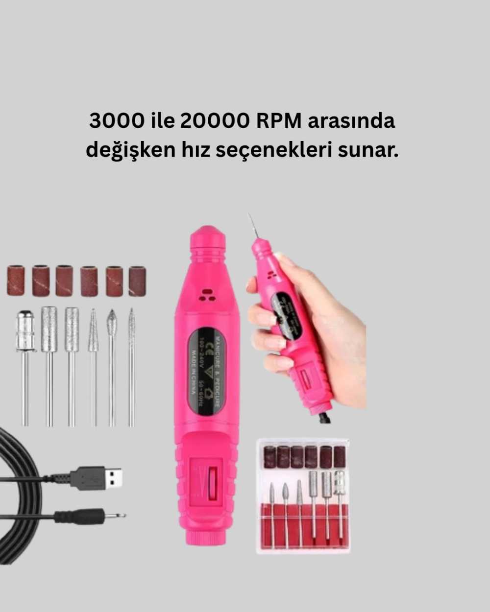 Fonksiyonel Elektrikli Tırnak Bakım Cihazı 12V Seti