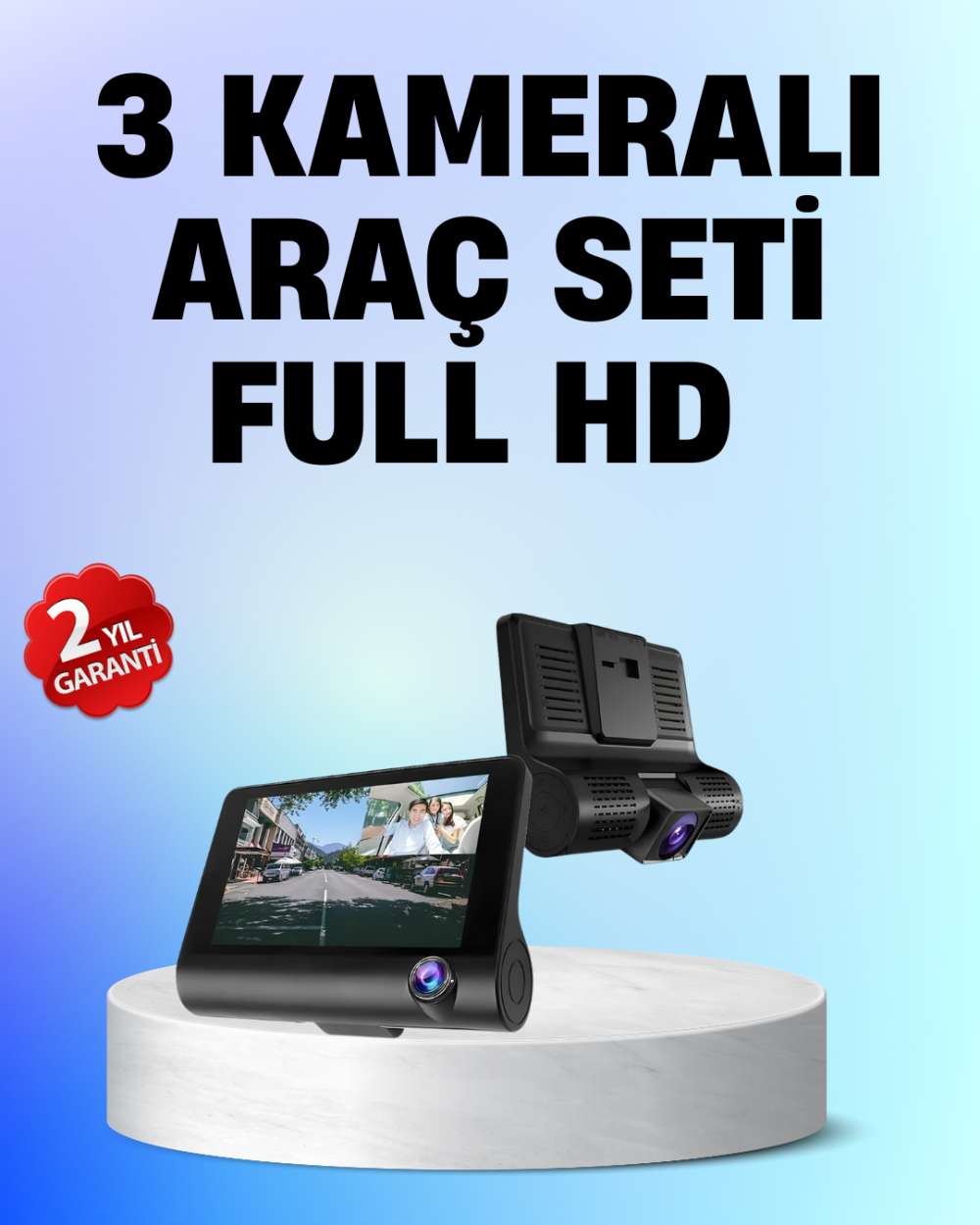 Full HD 1080P 3 Kameralı Araç DVR – Gece Görüşlü ve G-Sensörlü Güvenlik Çözümü