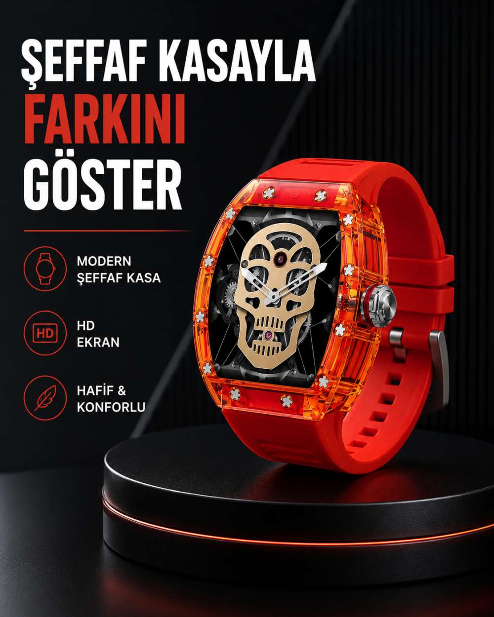 Geniş Ekranlı Akıllı Saat Şık ve Modern Tasarım Yeni Nesil
