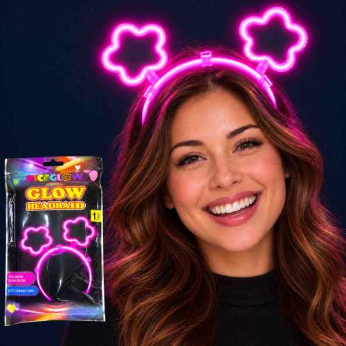 Glow Neon Işıklı Papatya Şekilli Pembe Glow Taç