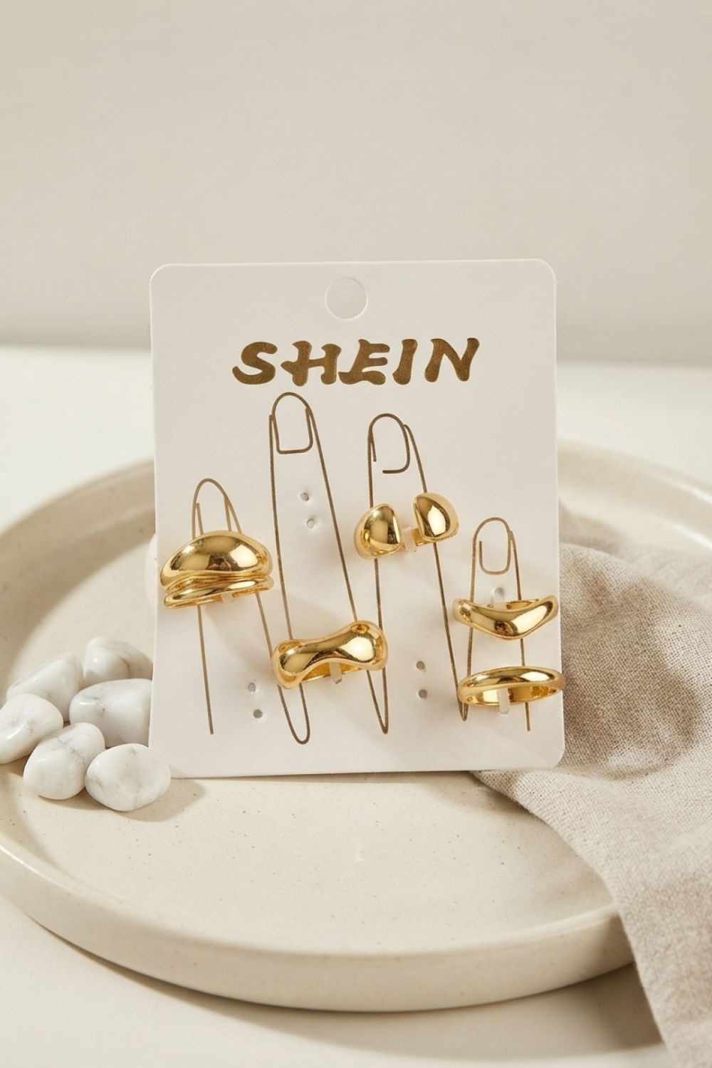 Gold Renk Pirinç Bohem Yüzük Kombini BYK4270