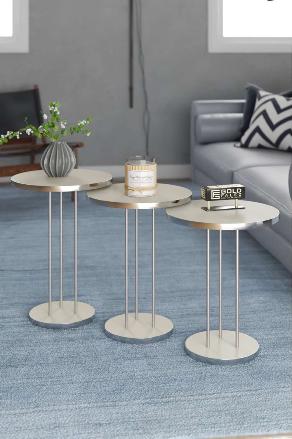 Gümüş Terra Zigon Krem Bej 3 lü