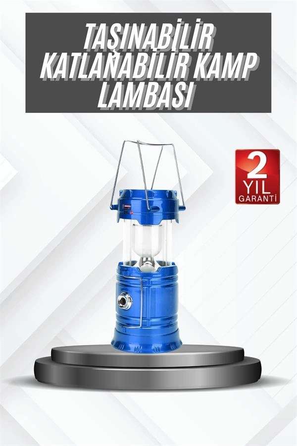 Güneş Enerjili Kamp Lambası 1 Adet Şarjlı Powerbank Özellikli