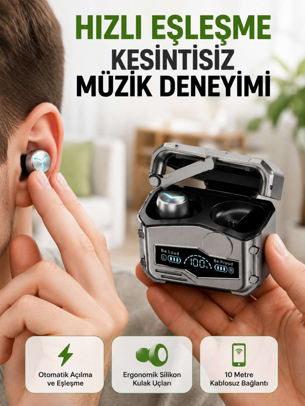 Hızlı Şarj Edilebilen Kablosuz Kulaklık – Uzun Süreli Kullanım için Tasarlandı